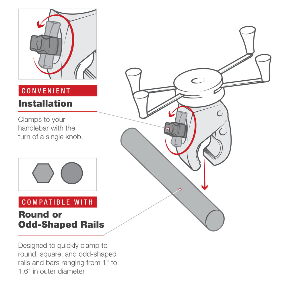 RAM® X-Grip® Large Phone Mount with Low-Profile Medium Tough-Claw™ (RAM-HOL-UN10-404-2U)